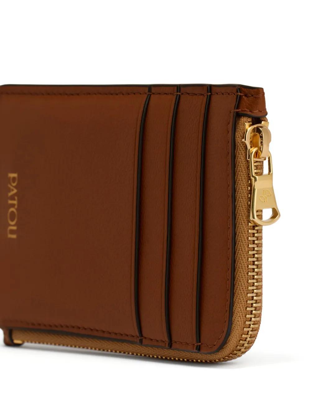 PATOU Logo-stamp Leather Cardholder In Brown Product Image