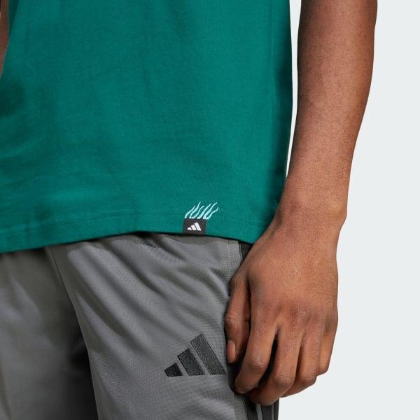adidas Lounge Mini Embroidery Graphic Tee Collegiate Green S Mens Product Image