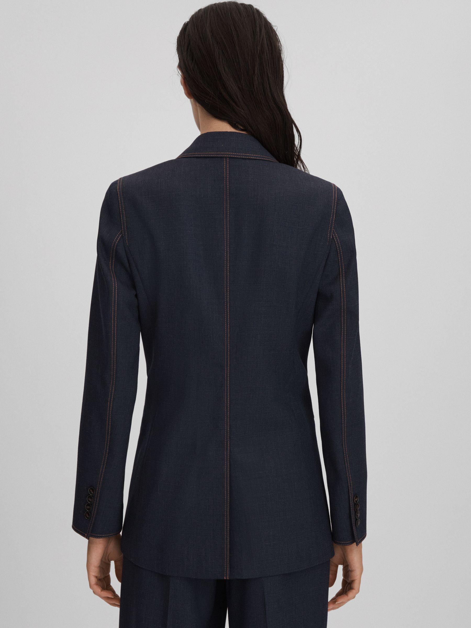 Wool Blend Denim Look Suit Blazer in Navy Product Image