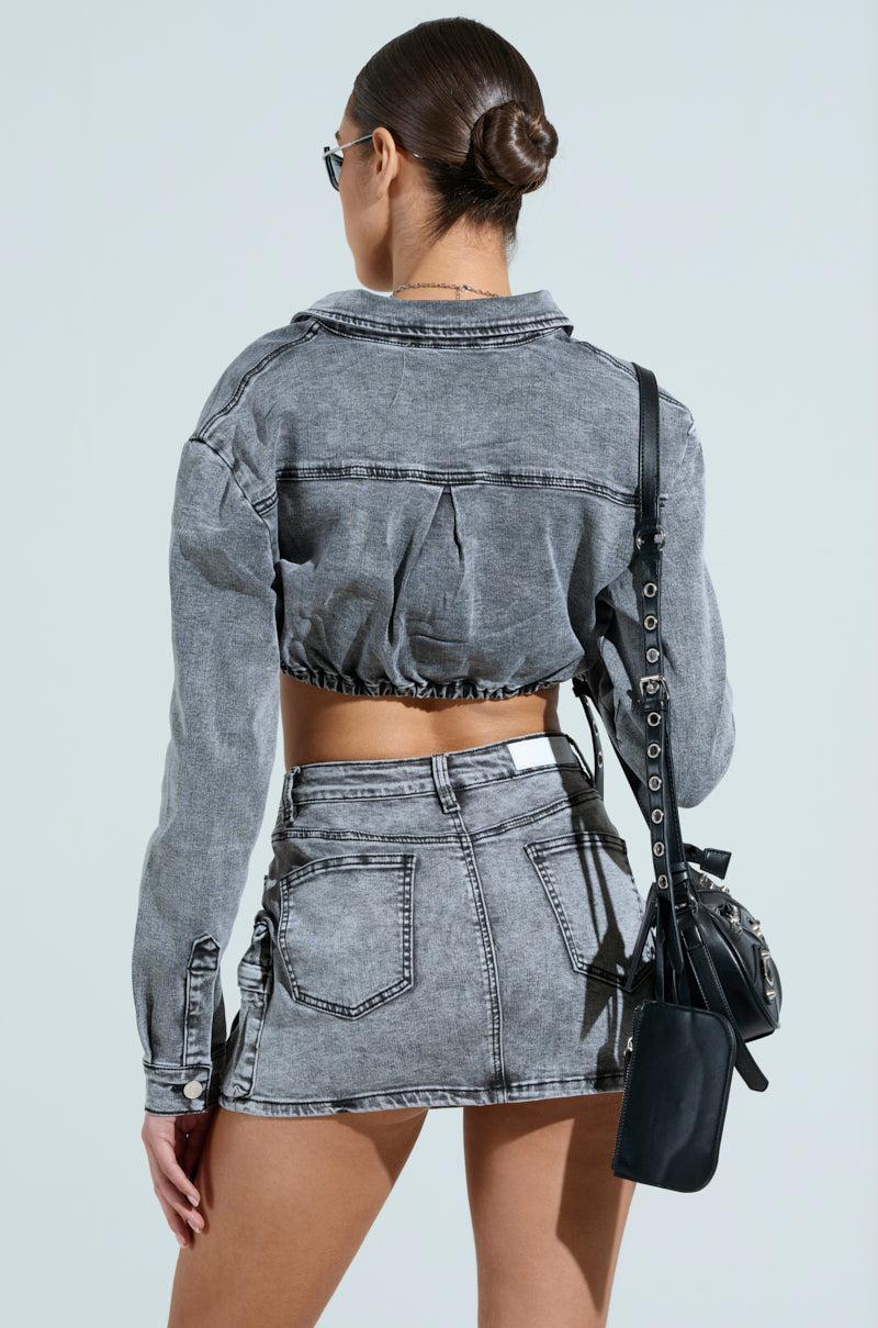 SKY HIGH GREY DENIM BUTTON DOWN SHIRT Product Image