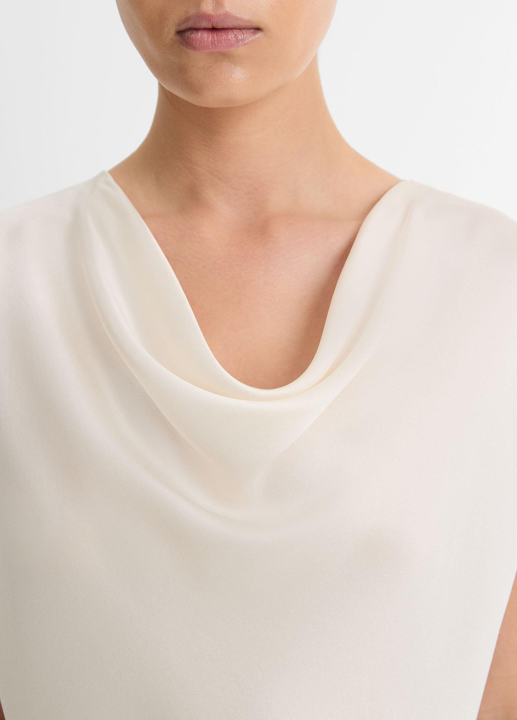 Womens Silk Cowl-Neck Blouse, Off White, Size XL Vince Product Image