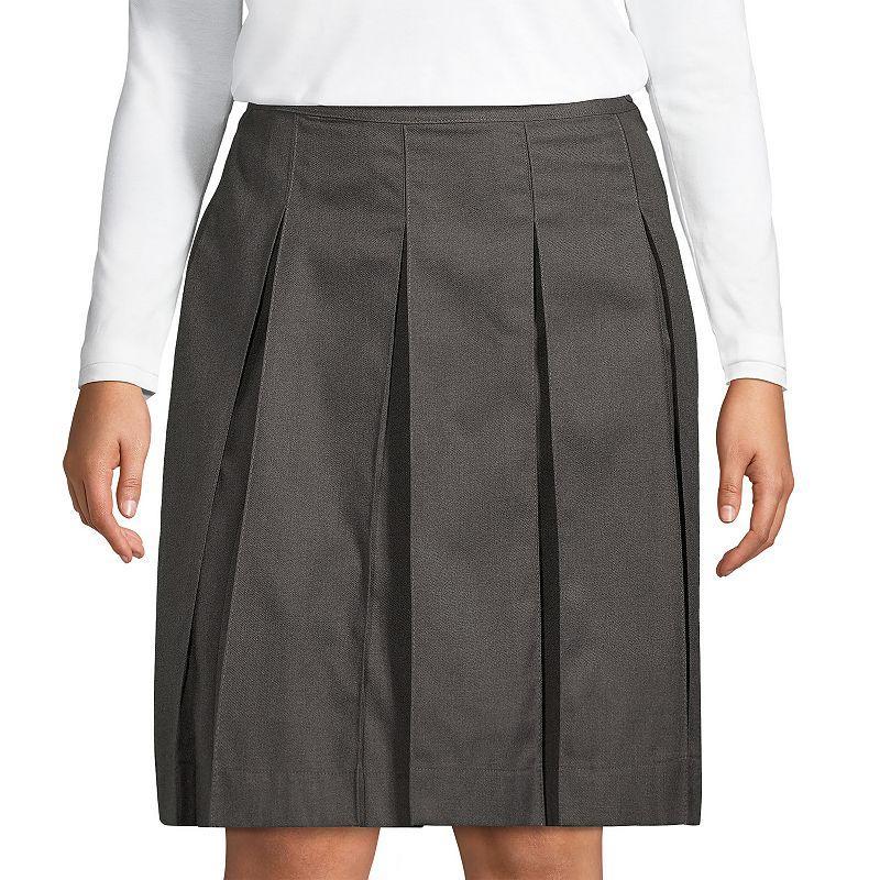 Plus Size Lands End School Uniform Box Pleat Skirt, Womens Green Product Image