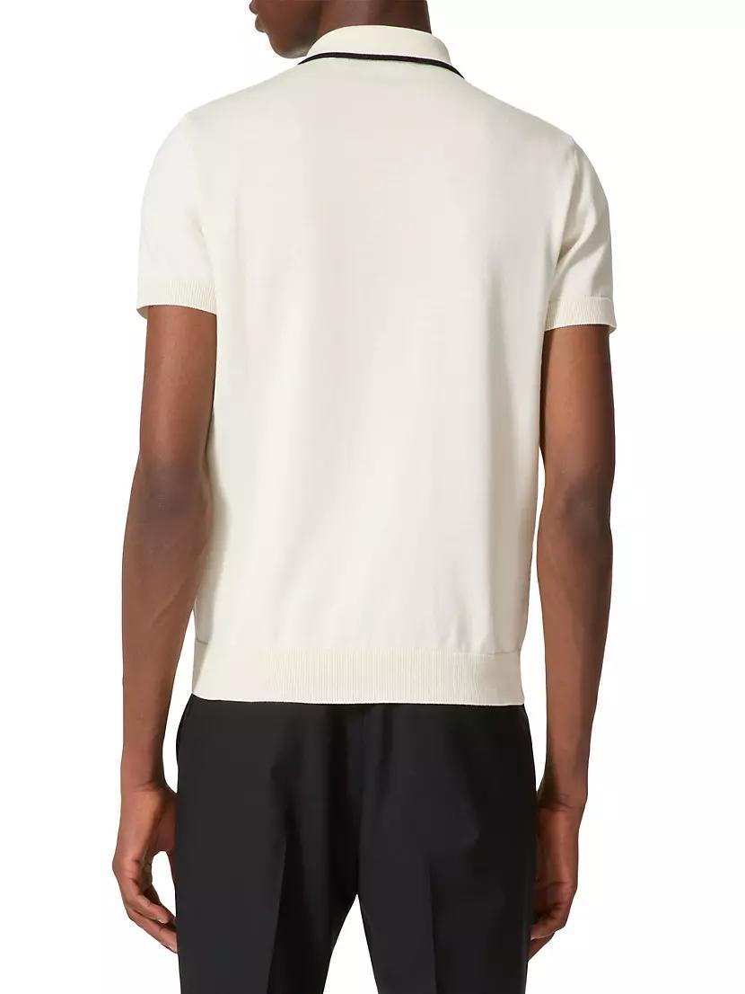 Cotton Polo Shirt with Signature VLogo Embroidery Product Image