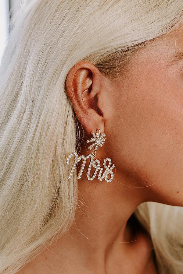 Mrs. Rhinestone Earrings in Gold Product Image
