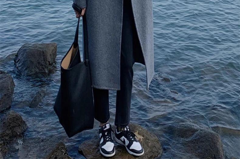 Lapel Collar Midi Double-Breasted Coat Product Image