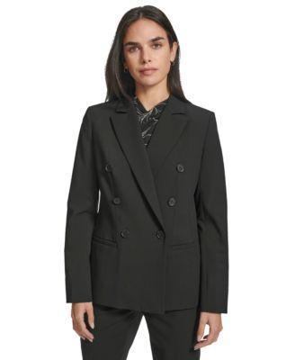 Calvin Klein Womens Peak-Lapel Double-Breasted Blazer Product Image