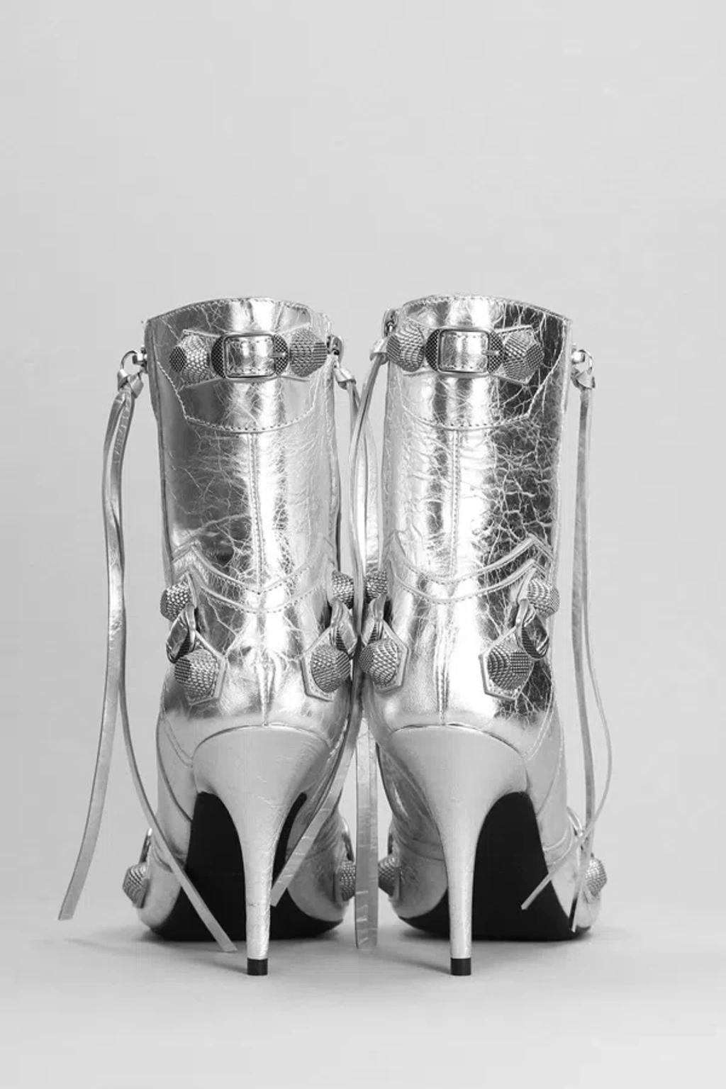 BALENCIAGA Cagole Pointed Toe Bootie In Silver Product Image