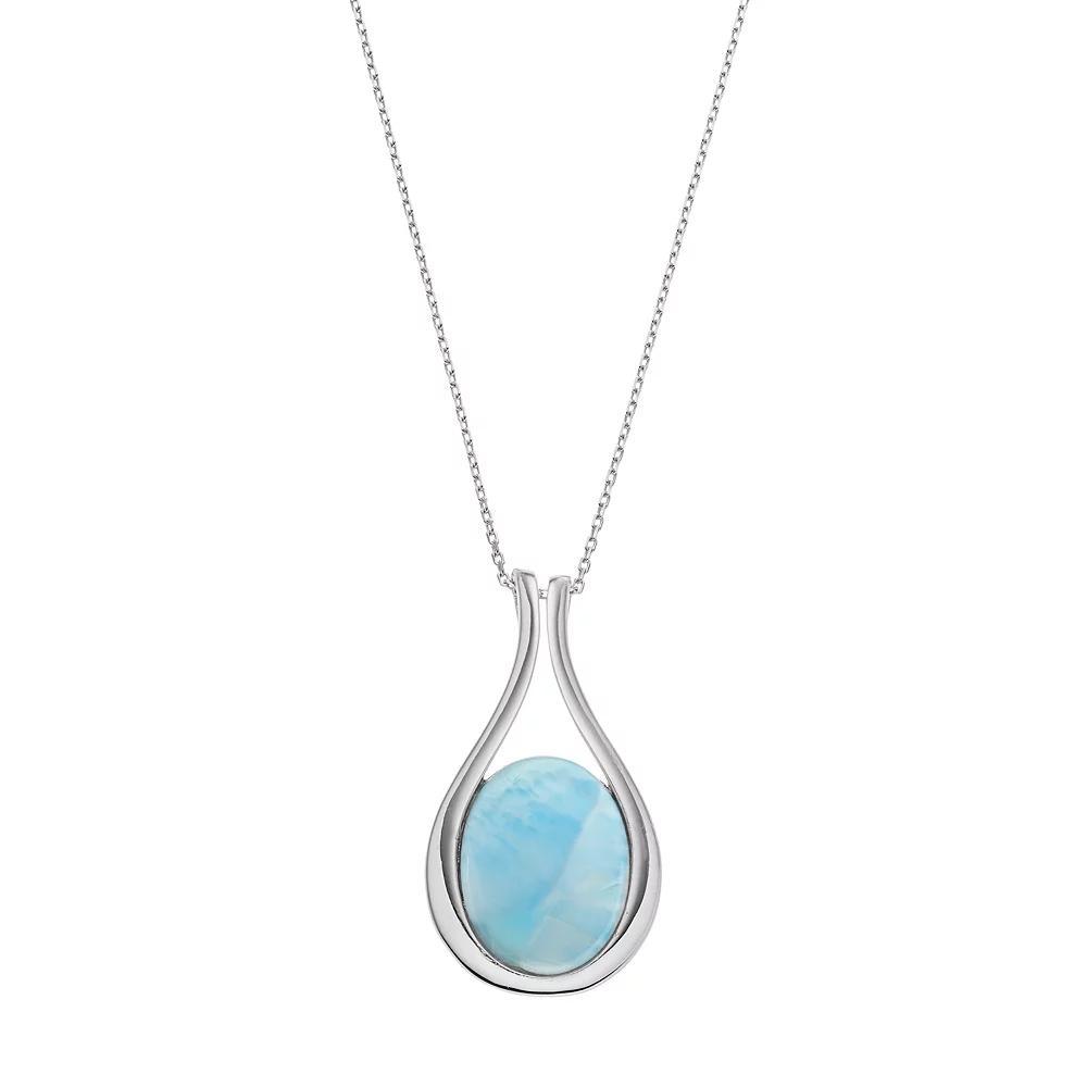 Sterling Silver Larimar Teardrop Pendant Necklace, Women's, Size: 18", Blue Product Image