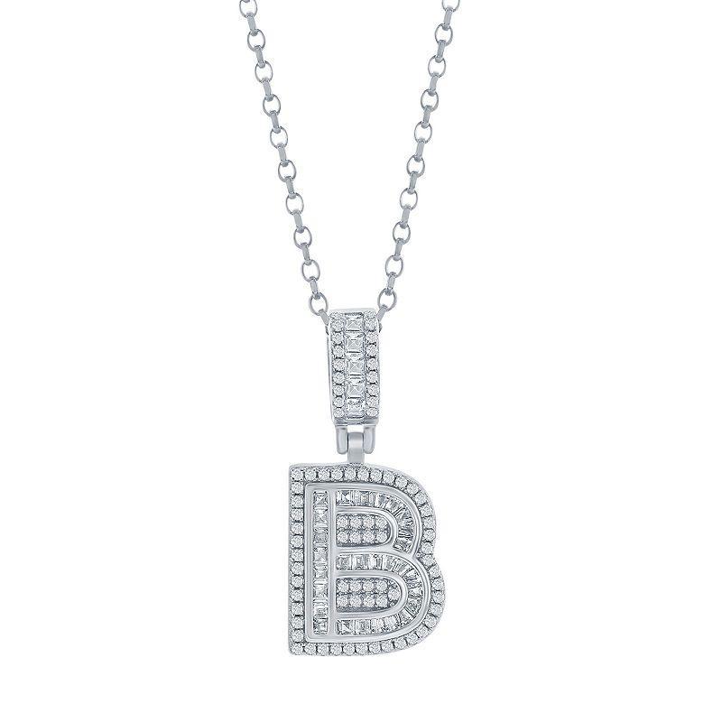 Argento Bella Sterling Silver Cubic Zirconia Initial Pendant Necklace, Women's, Size: 18", Sterling E Product Image