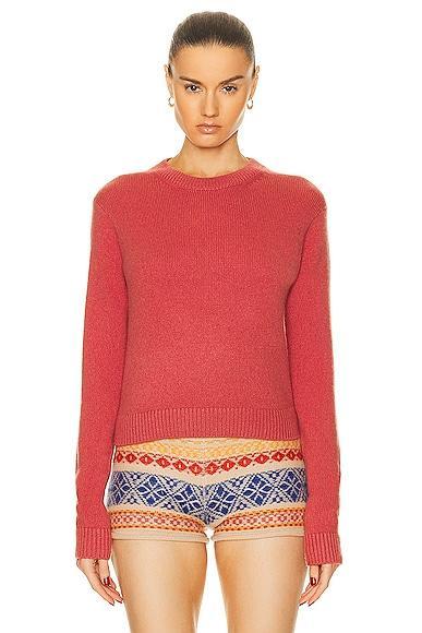 The Elder Statesman Simple Crew Sweater in Rose Product Image
