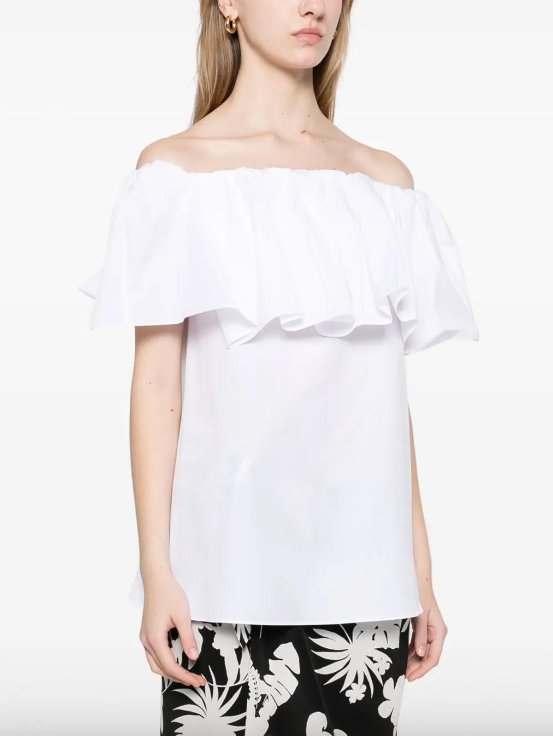 Max Mara Peccati White Off-shoulder Cotton Top Product Image