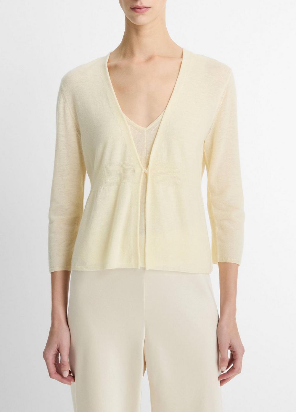 Womens Wool & Cashmere-Blend Single-button Cardigan, Dark Vanille, Size M Vince Product Image