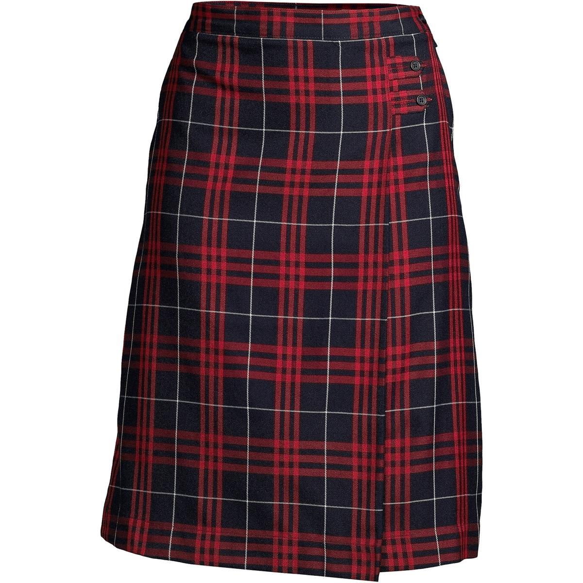 Womens Lands End Plaid Below the Knee A-line Skirt Product Image