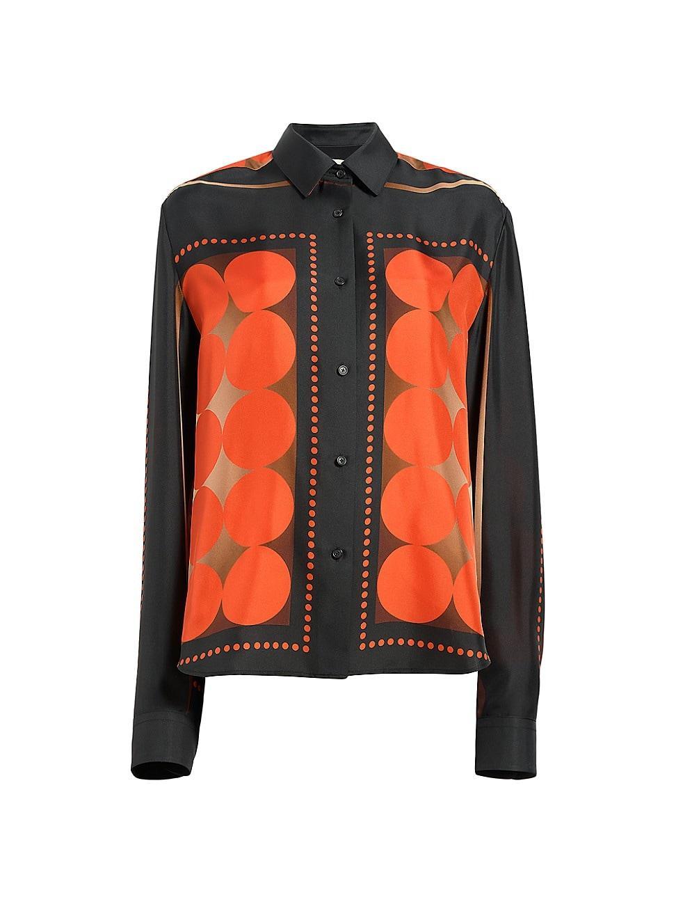 Womens Argo Circle-Print Silk Long-Sleeve Blouse Product Image
