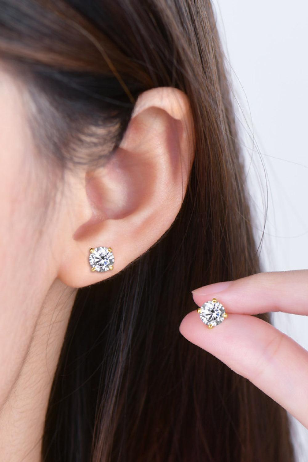 2 Carat Moissanite 925 Sterling Silver Stud Earrings Product Image