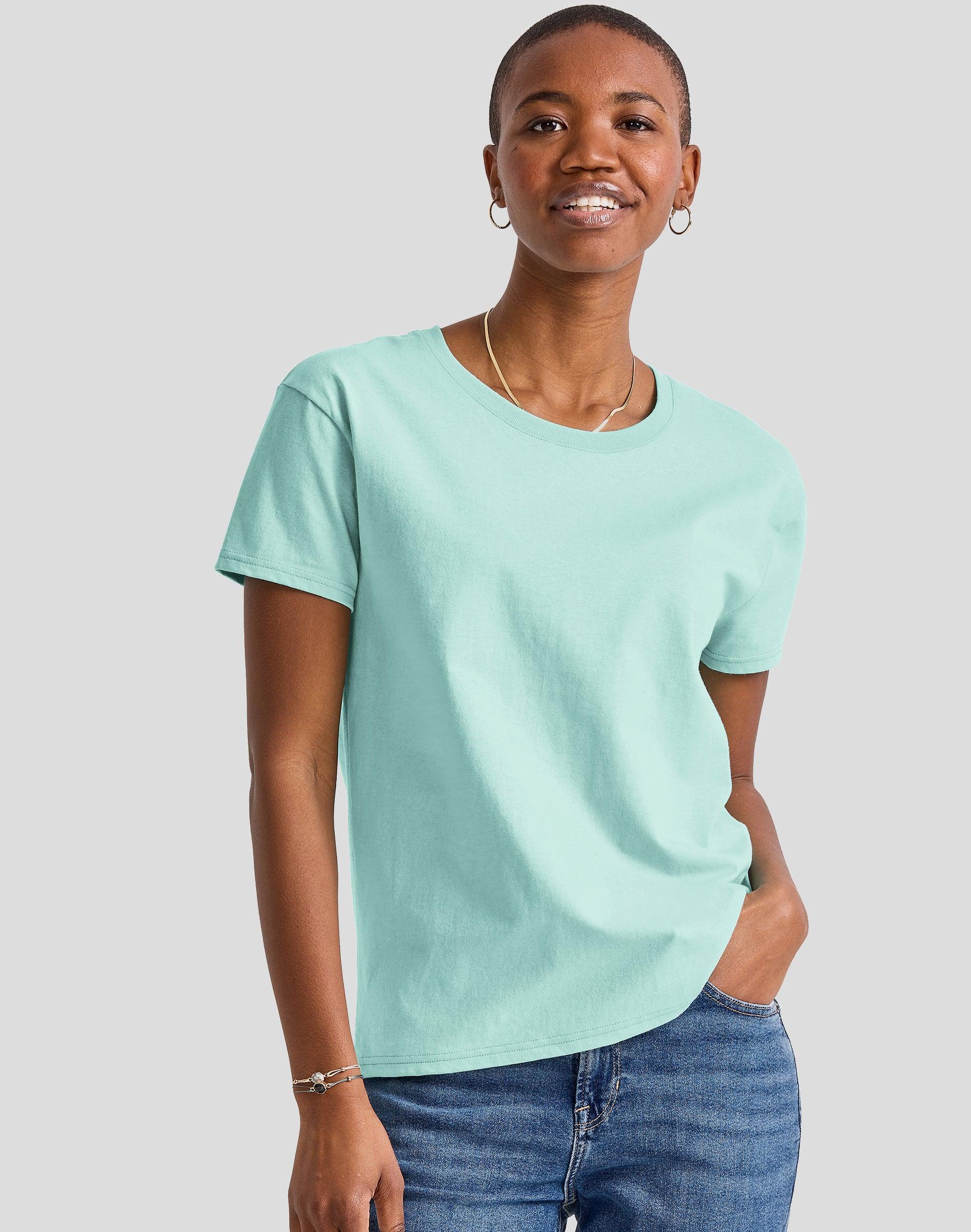 Hanes Essentials Womens Cotton T-Shirt, Oversized Fit Happy Spring Green M Product Image