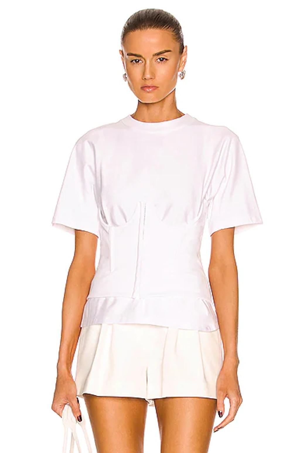 ALAÏA Corset T-shirt In Blanc Product Image