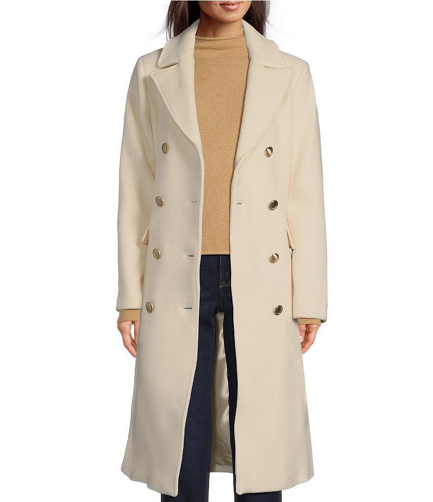 Vince Camuto Kara Faux Fur Collared Double Breasted Walker Coat Product Image