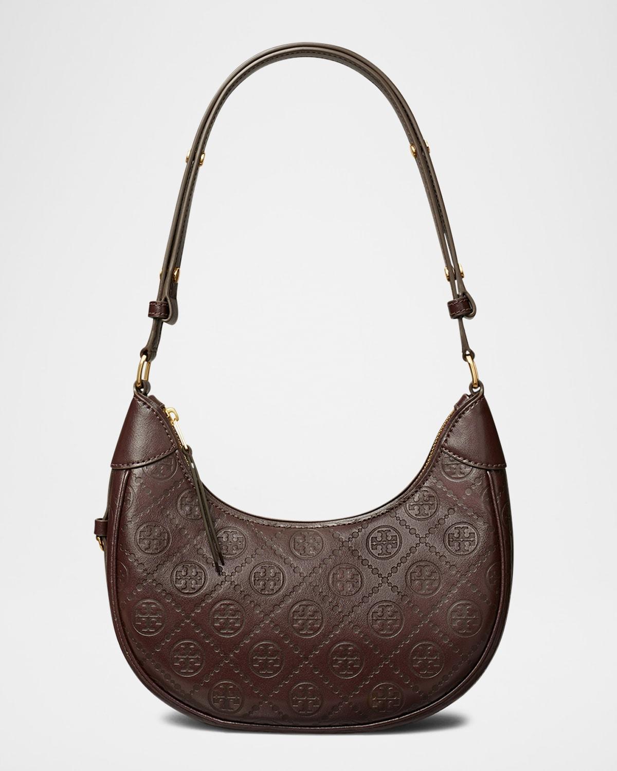 T Monogram Leather Crescent Shoulder Bag Product Image