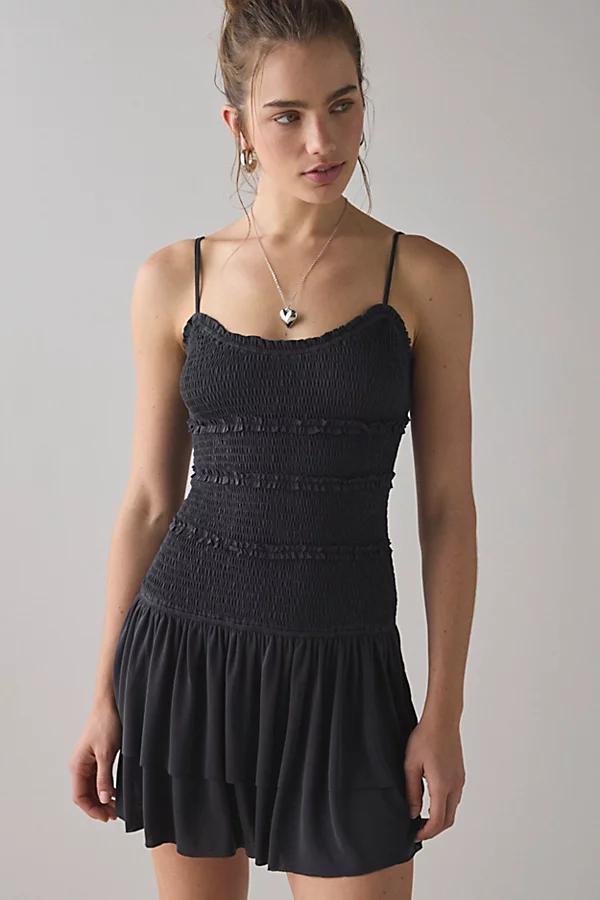Urban Outfitters UO Heide Smocked Drop Waist Mini Dress Womens at Urban Outfitters Product Image
