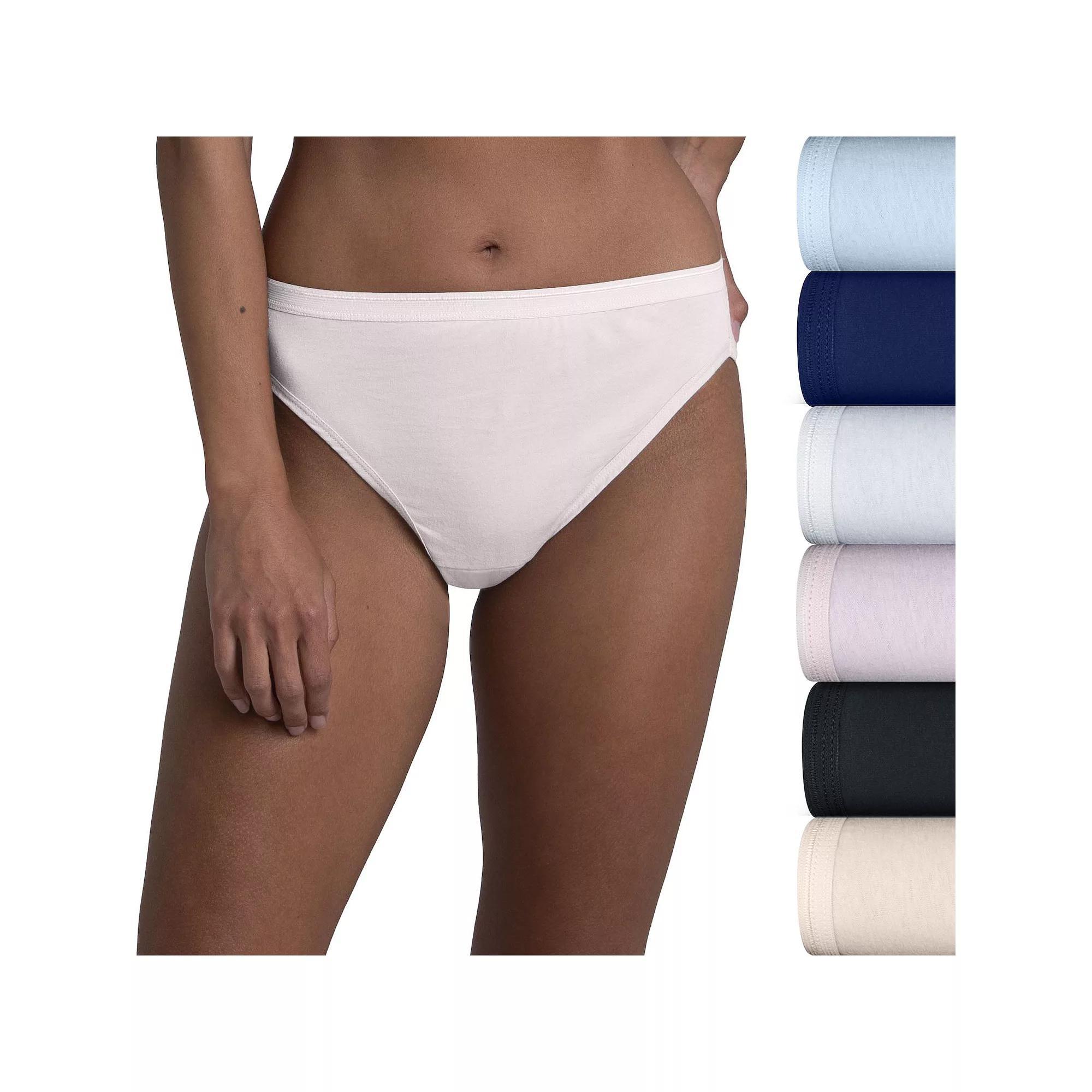 Womens Fruit of the Loom 6-Pack Signature Cotton High-Cut Brief Panty Set 6DKHCAP Blue Asst Product Image