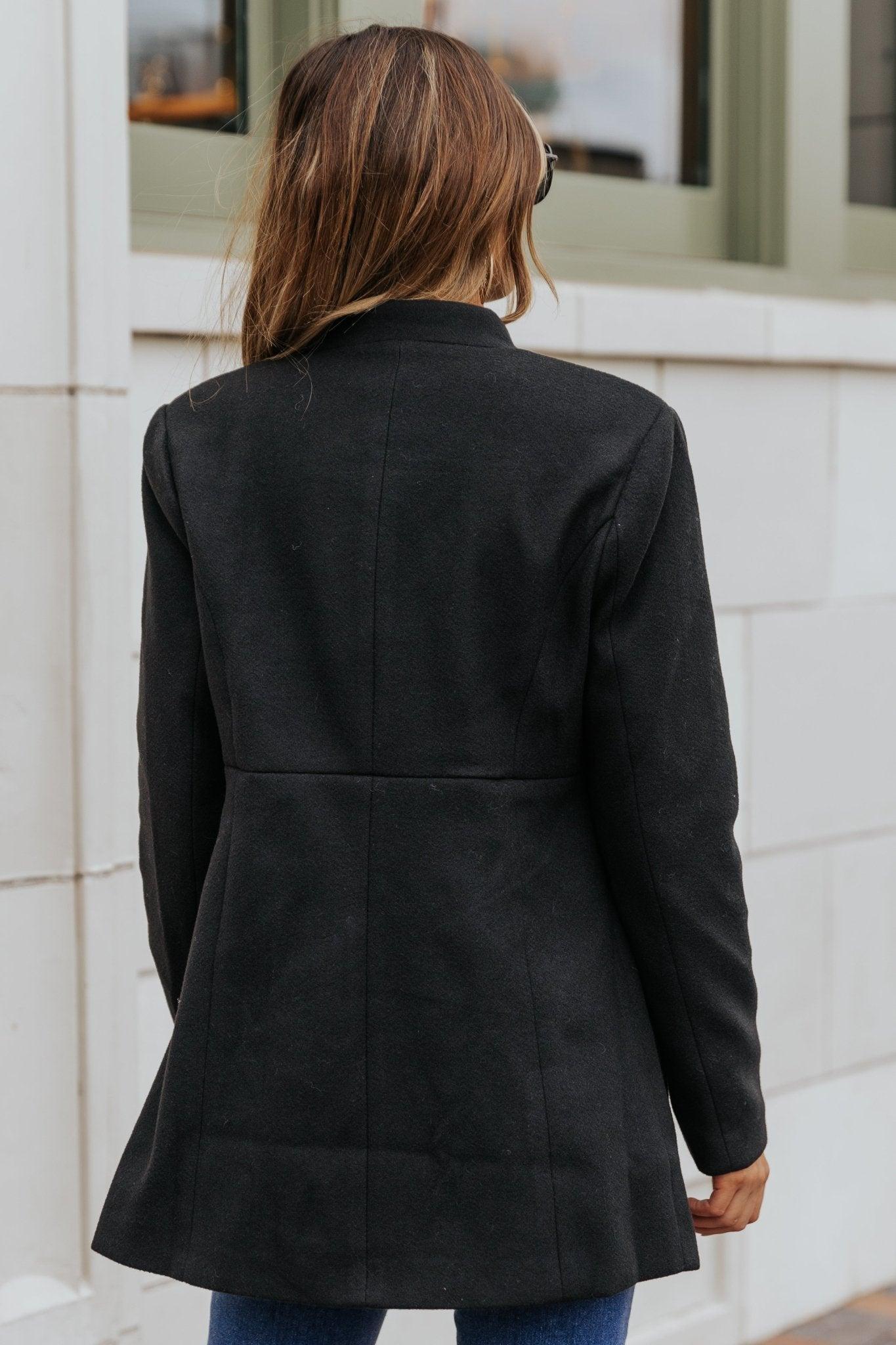 Black Double Breasted Peacoat - FINAL SALE Product Image