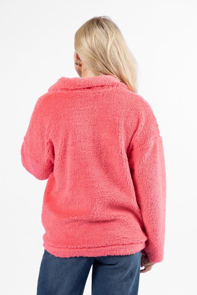 Stay Here Coral Sherpa Pullover Product Image