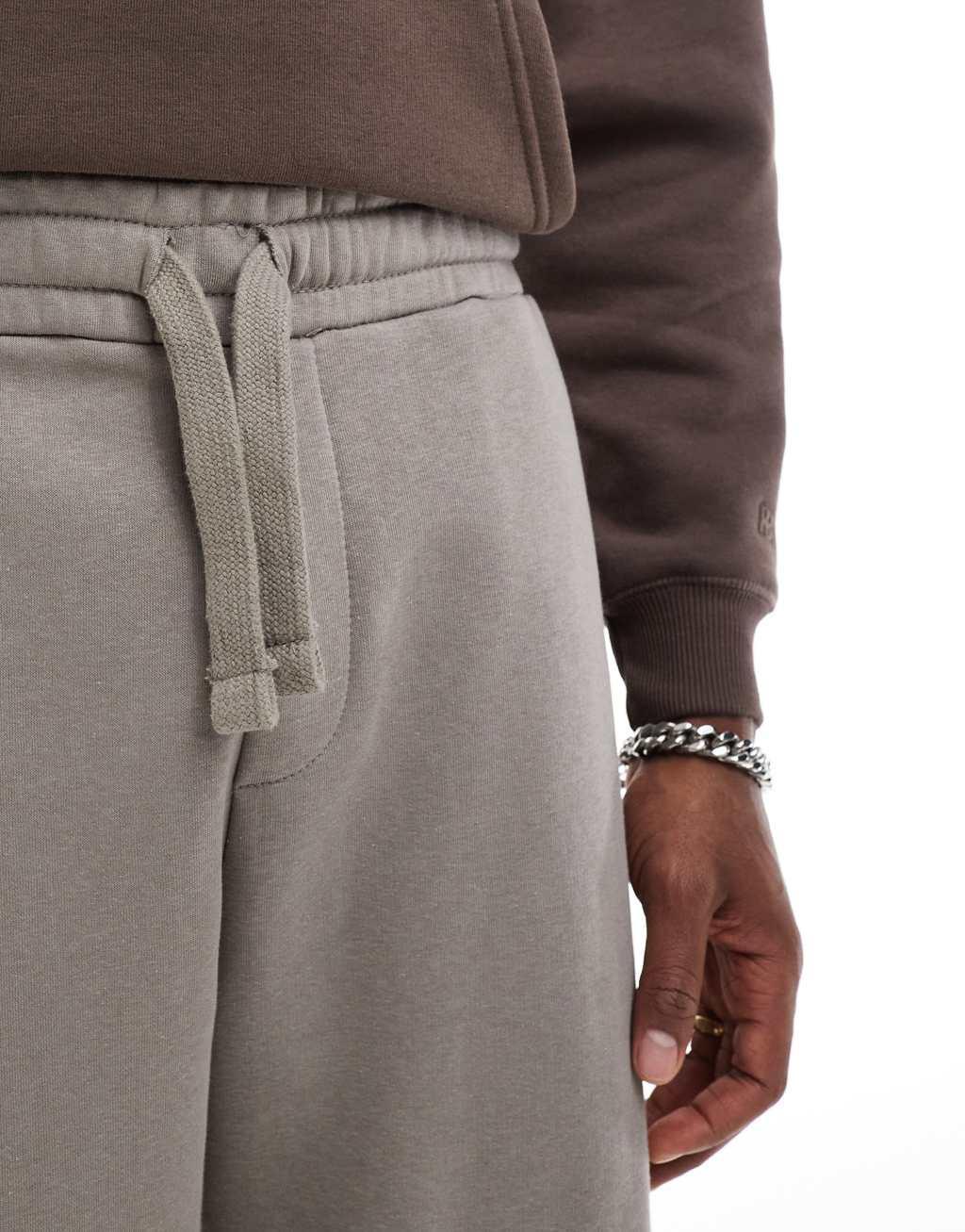 Bershka balloon fit sweatpants in taupe Product Image
