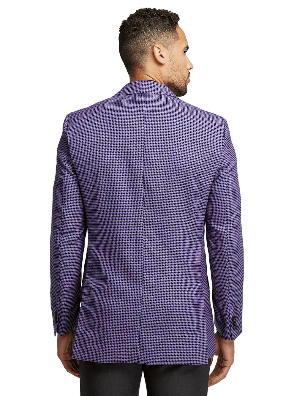 Wool Houndstooth Single Breasted Peak Lapel Sport Coat - Purple Product Image