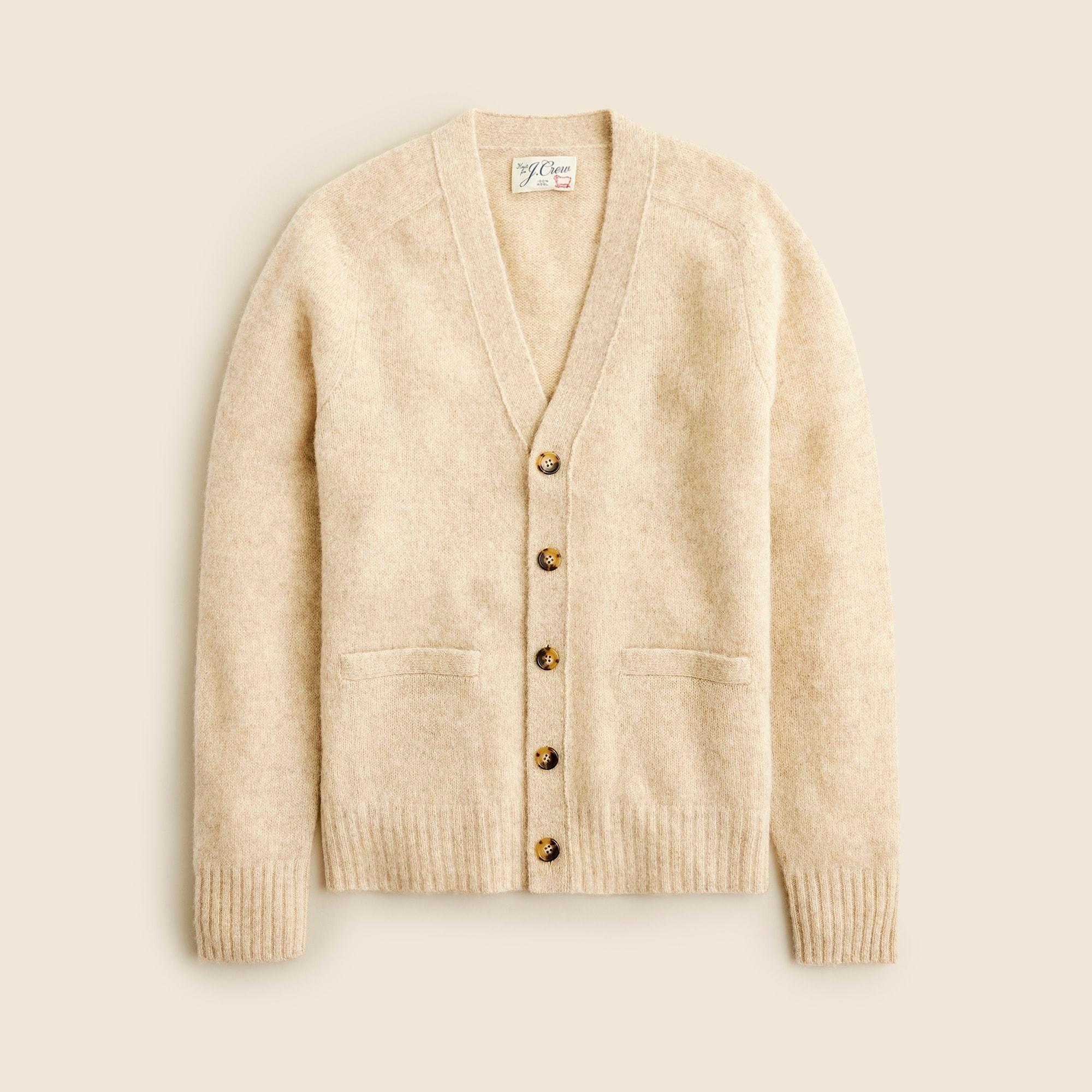 Brushed wool V-neck cardigan sweater Product Image