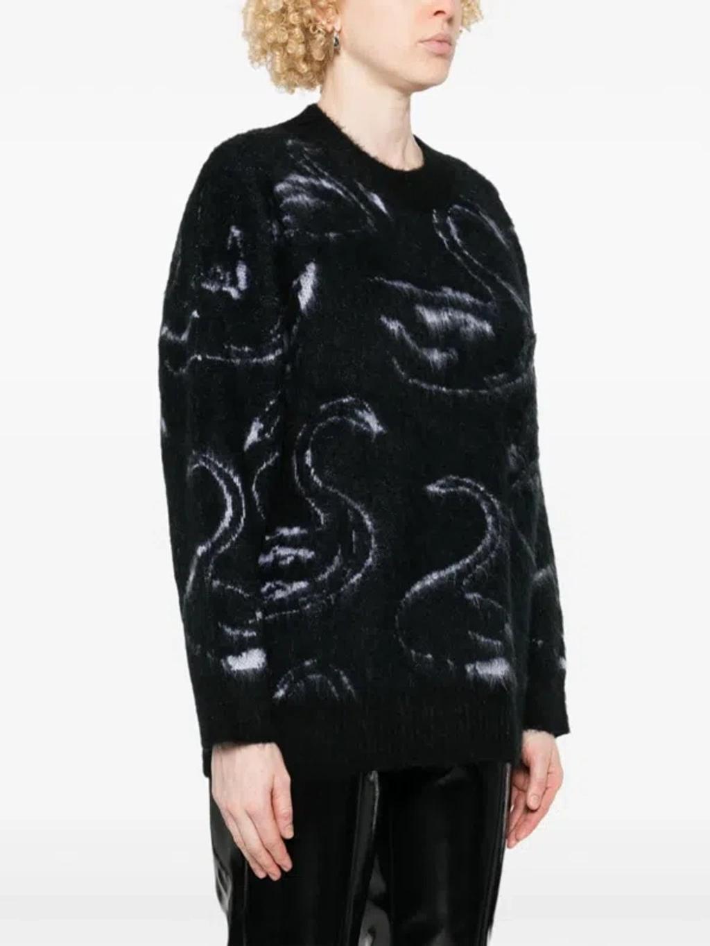MSGM Patterned-jacquard Sweater In Black Product Image