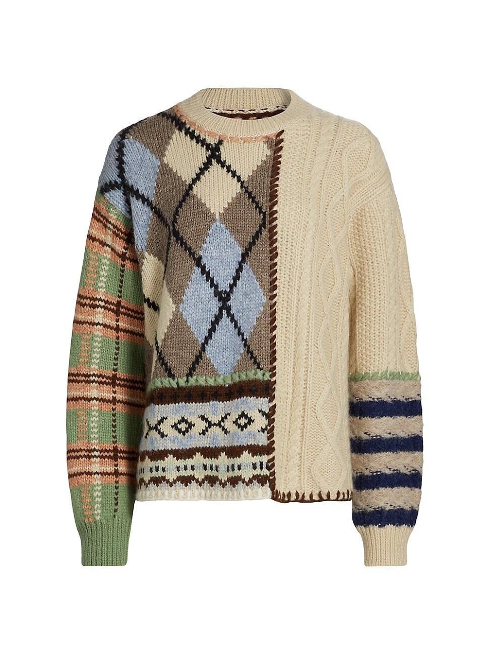 Womens Hutton Patchwork Crewneck Sweater Product Image