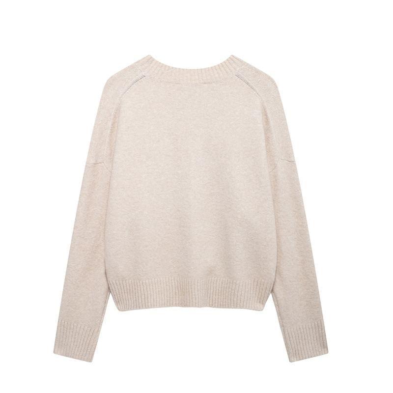 Round Neck Melange Sweater Product Image