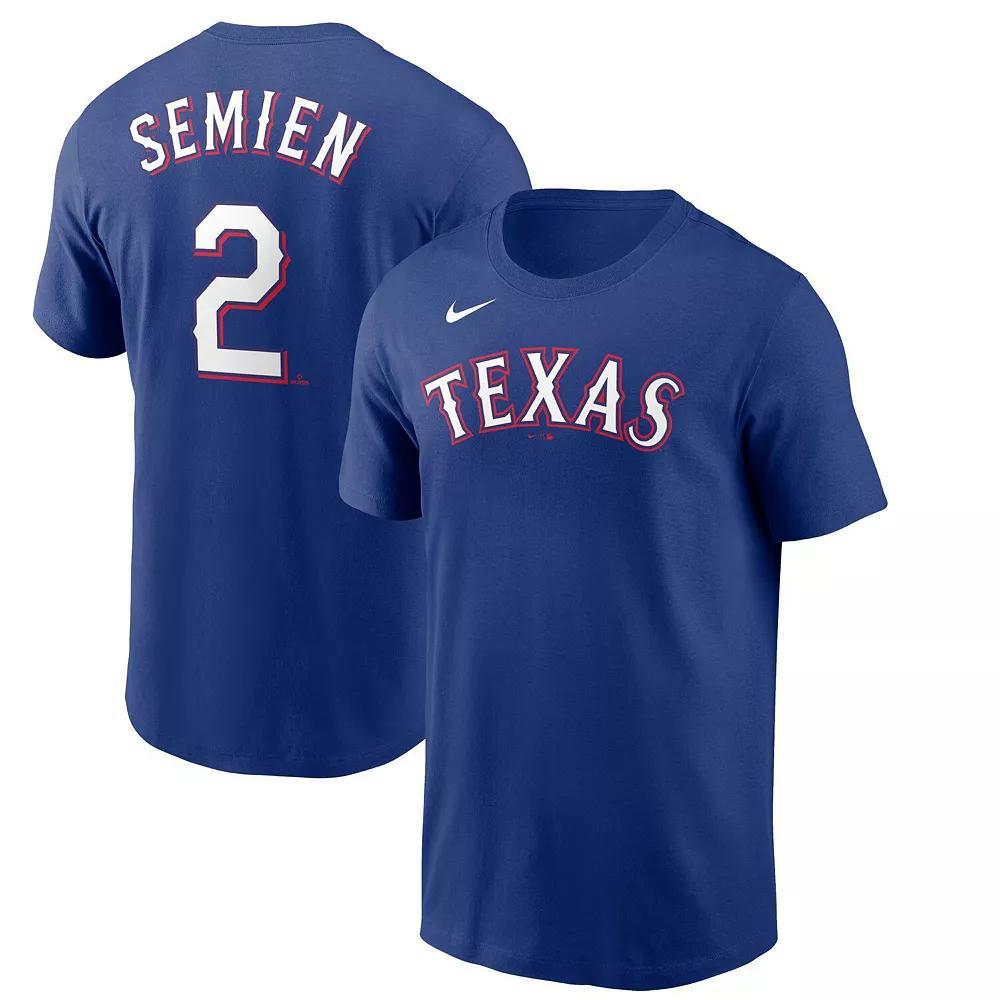 Mens Nike Marcus Semien Royal Texas Rangers Name & Number T-Shirt Product Image