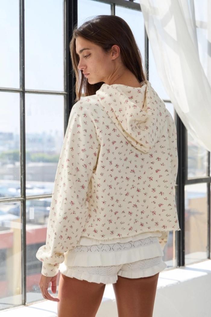 Floral Cropped Hoodie Product Image