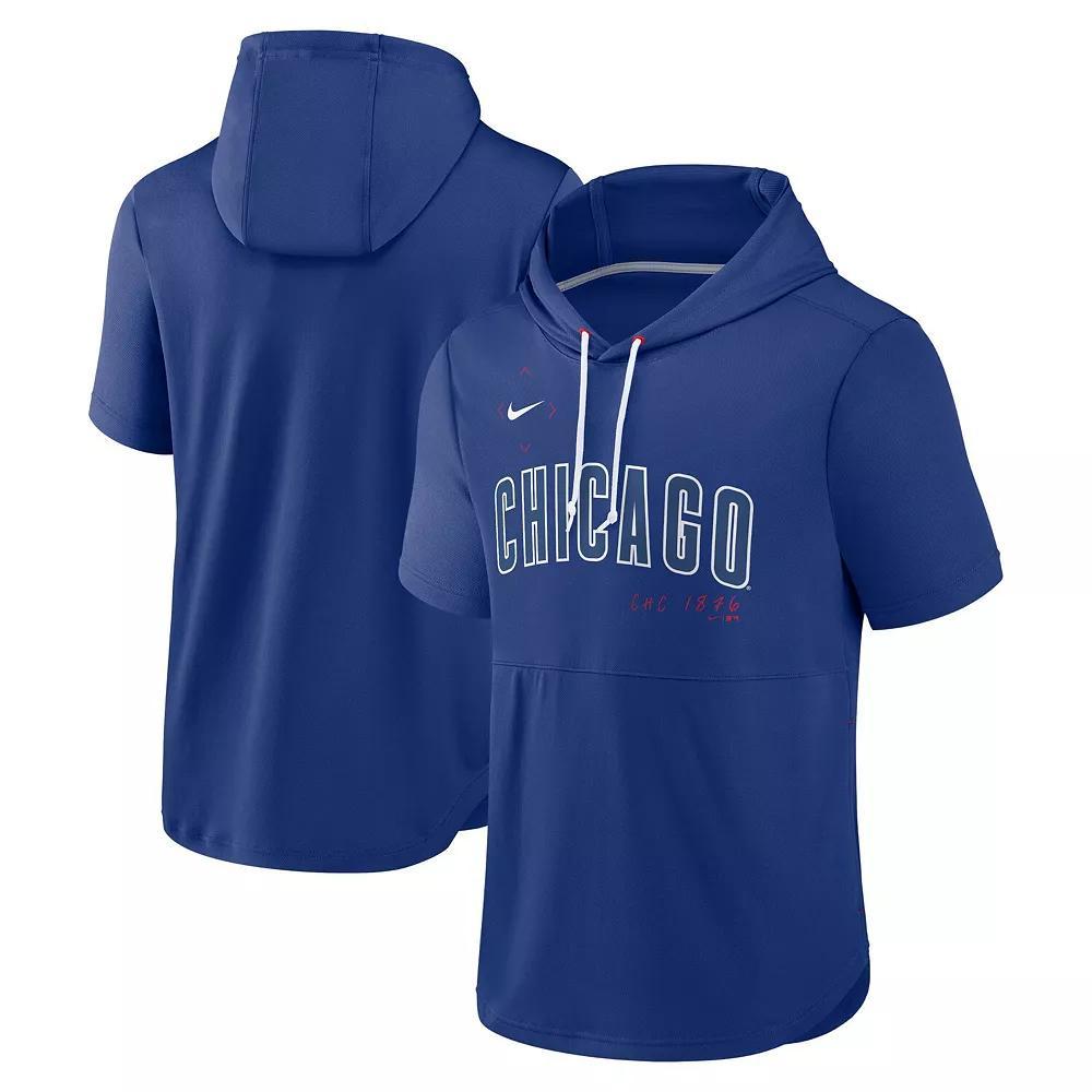 Men's Nike Royal Chicago Cubs Springer Short Sleeve Team Pullover Hoodie, Size: Large, Blue Product Image