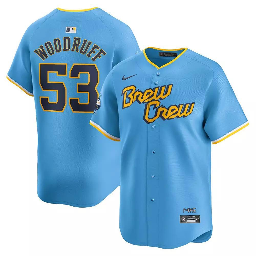 Mens Nike Brandon Woodruff Powder Blue Milwaukee Brewers City Connect Limited Player Jersey Product Image