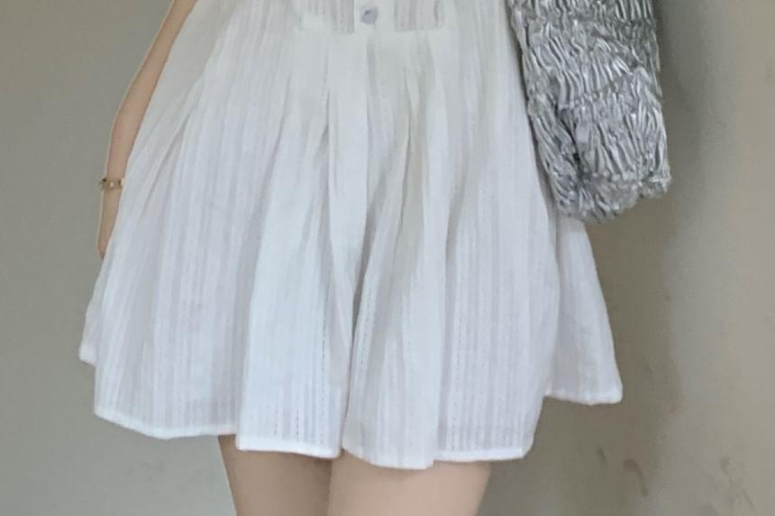 Set: Short-Sleeve Plain Mini A-Line Dress + Shorts Product Image