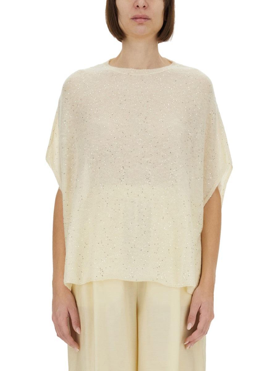 FABIANA FILIPPI Sequin-embellished Cape In Ivory Product Image
