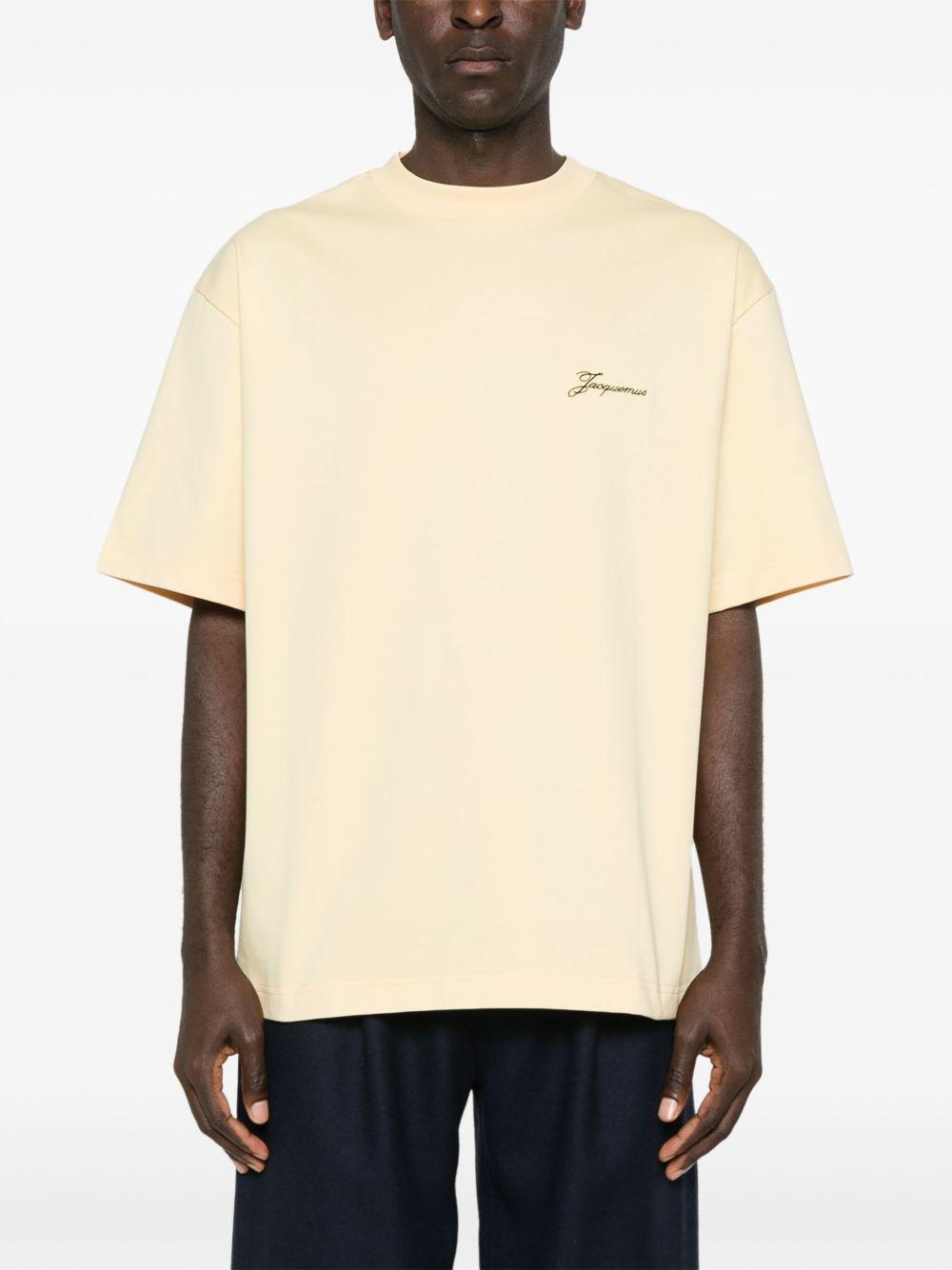 JACQUEMUS Yellow T-shirt With Logo On The Front And Print On The Back In Multicolor Product Image