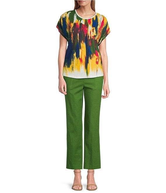 Investments Watercolor Multi Short Sleeve Novelty Crew Neck Top Product Image
