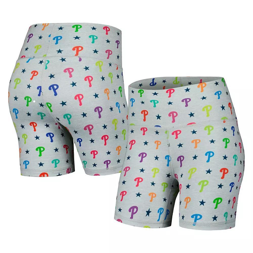 Women's Terez Gray Philadelphia Phillies TLC Rainbow Shorts, Size: XL, Grey Product Image