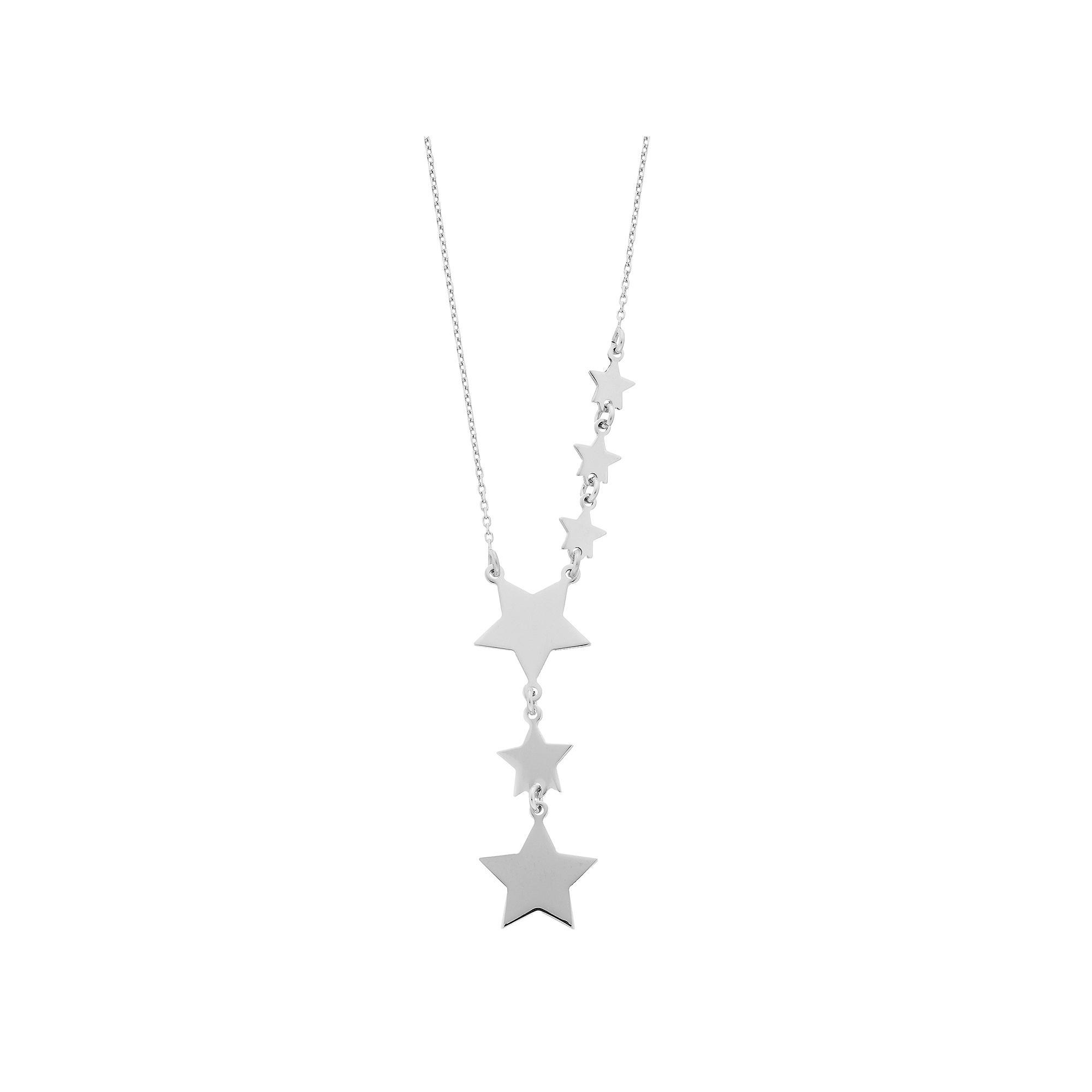 Sterling Silver Six Star Necklace, Womens Product Image