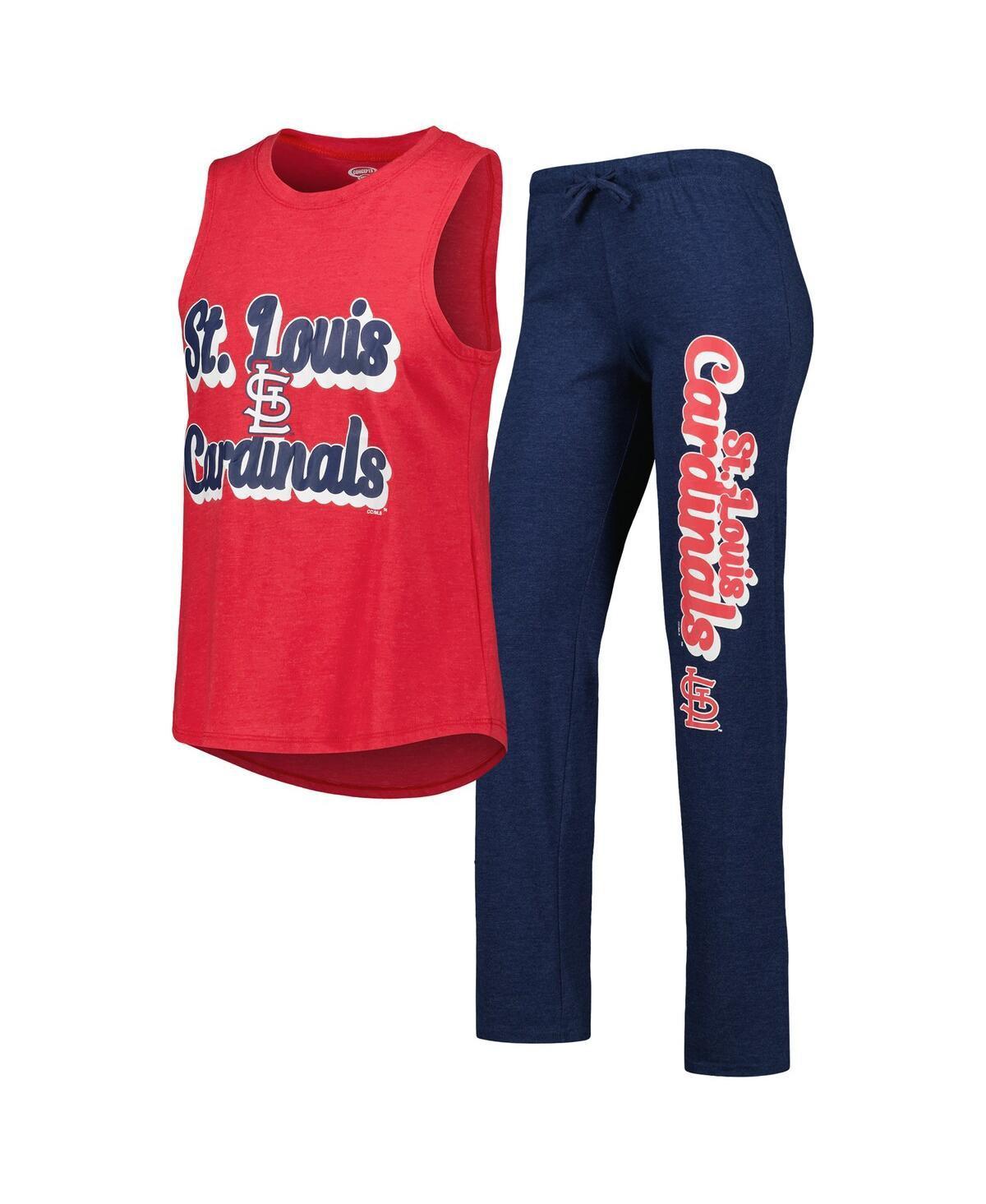 Women's Concepts Sport Navy/Red St. Louis Cardinals Wordmark Meter Muscle Tank Top & Pants Sleep Set, Size: Medium, Blue Product Image