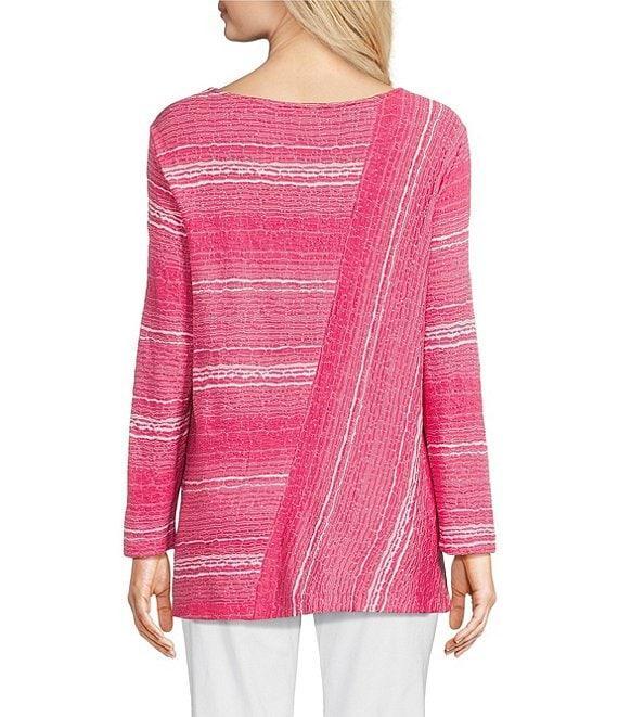 Ali Miles Petite Size Textured Knit Round Neck 3/4 Sleeve Top Product Image