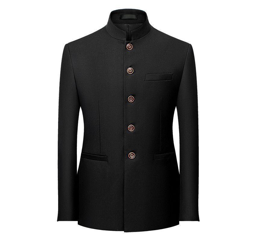 Mandarin Collar Plain Single-Button Jacket Product Image