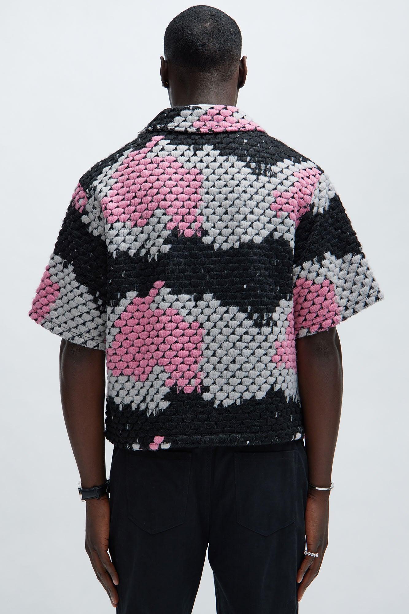 Newbury Jacquard Cropped Shirt - Pink/combo Product Image