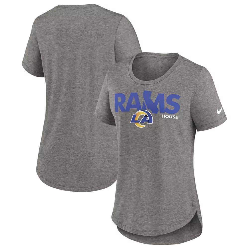 Women's Nike Heather Charcoal Los Angeles Rams Local Fashion Tri-Blend T-Shirt, Size: Large Product Image