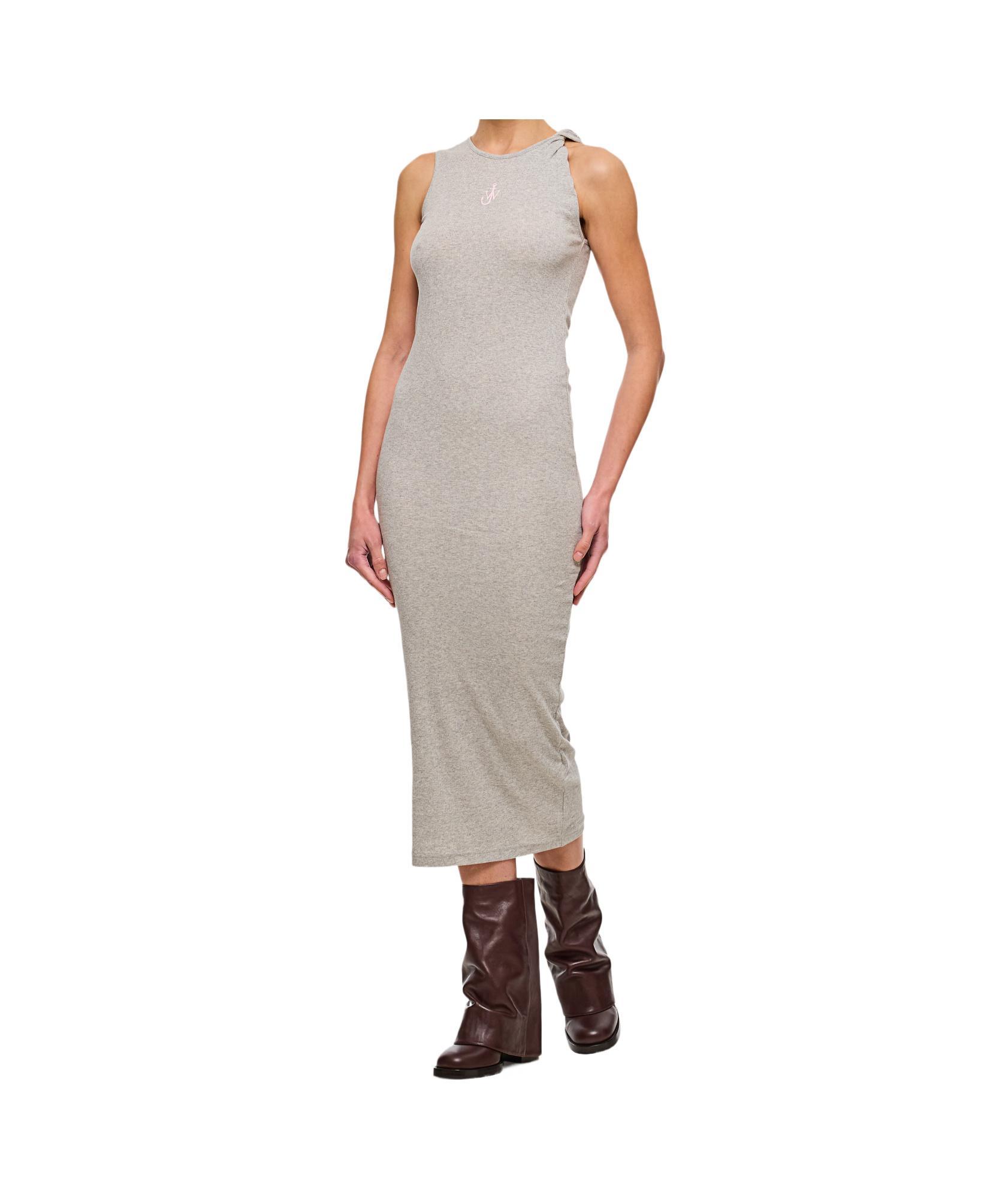 JW ANDERSON Twisted Knit Organic Cotton Midi Dress In Grey Product Image