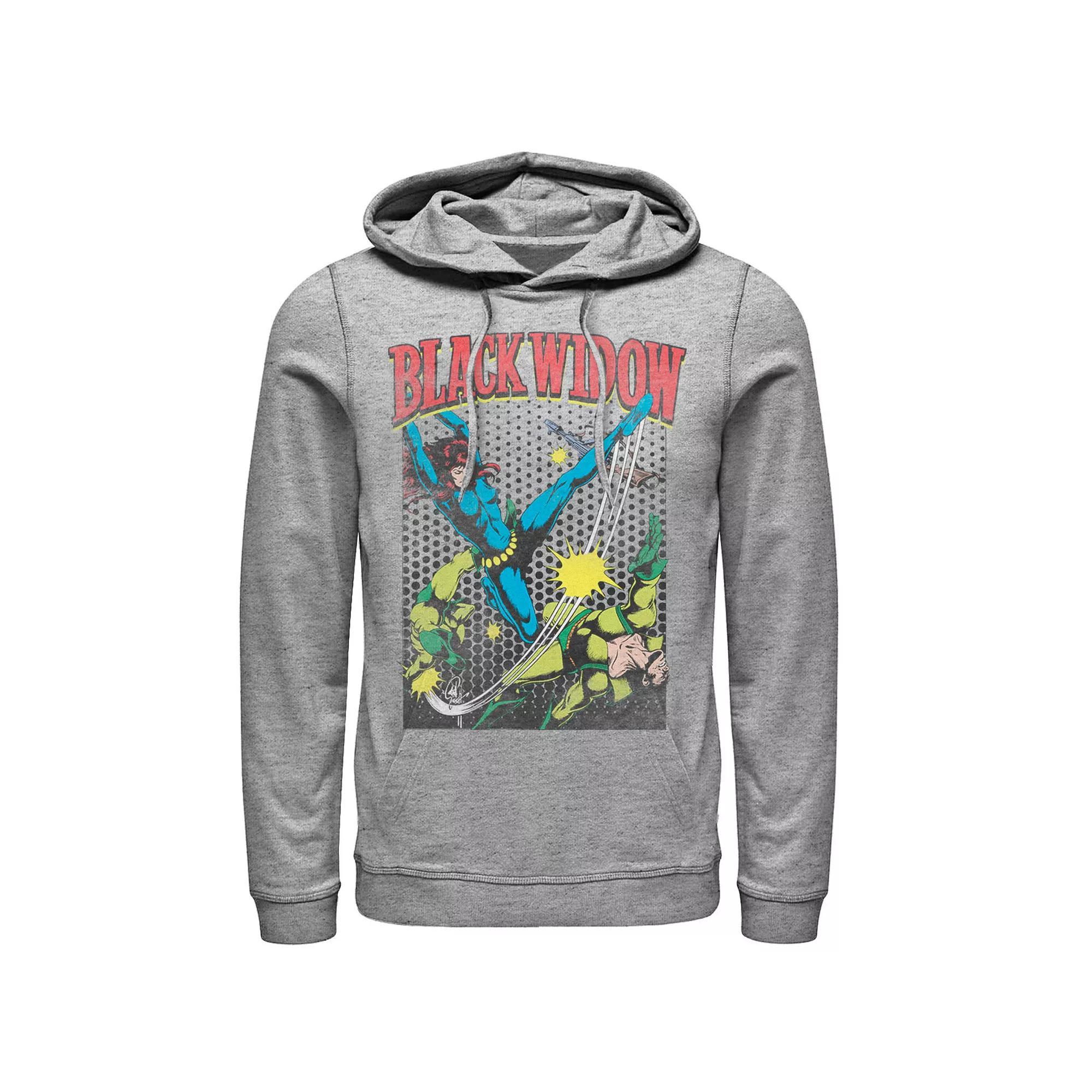 Men's Marvel Black Widow Classic Retro Comic Swing Hoodie, Size: 3XL, Athletic Grey Product Image